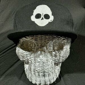 Black Skull Embroidered Flat Brim SnapBack